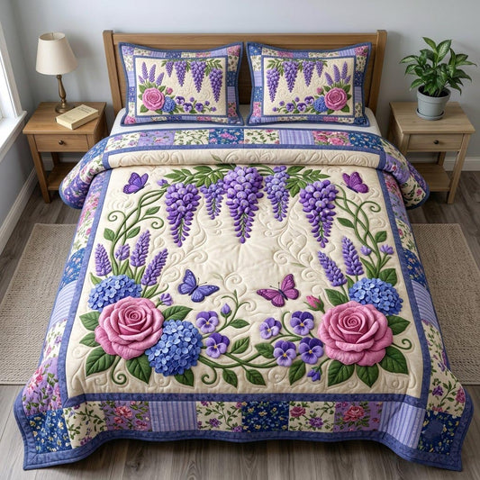 Flower Garden 3-Piece Quilted Bedding Set GFTONMU1964