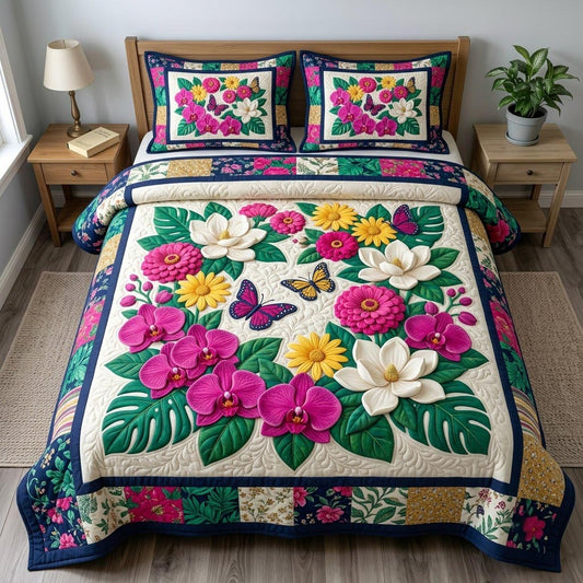 Flower Garden 3-Piece Quilted Bedding Set GFTONMU1968