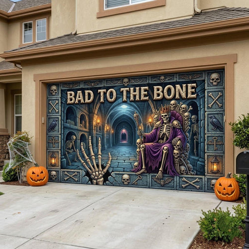 Haunted Skeleton Garage Door Banner GFTONMU2032