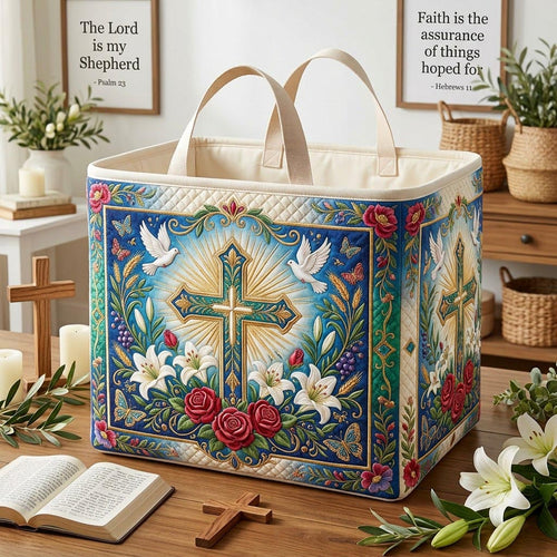 Christian Faith Quilted Storage Basket GFTONMU2043