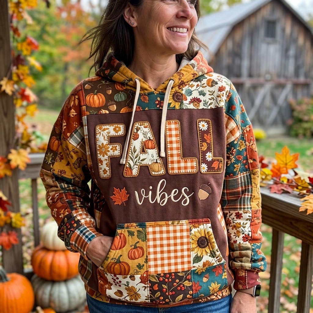 Fall Patchwork Hoodie GFTONMU2128