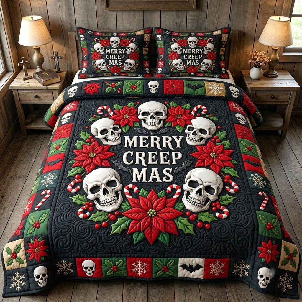 Merry Gothmas 3-Piece Quilted Bedding Set GFTONMU2186
