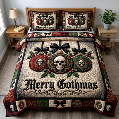 Merry Gothmas 3-Piece Quilted Bedding Set GFTONMU2190