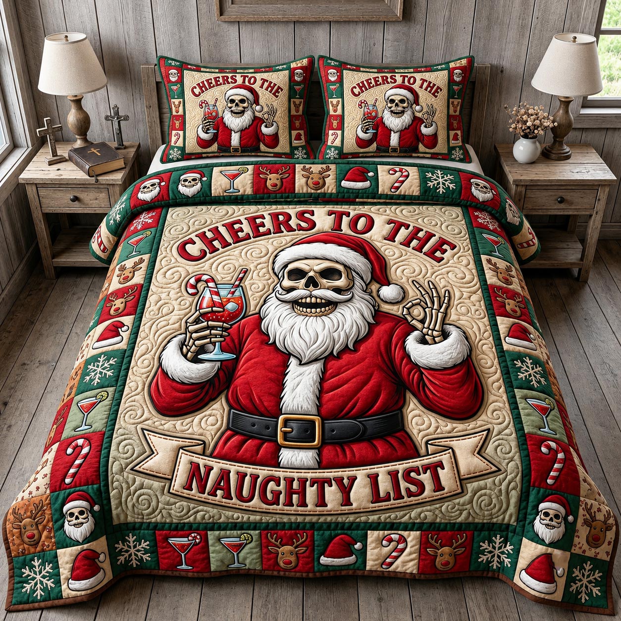 Merry Gothmas 3-Piece Quilted Bedding Set GFTONMU2192