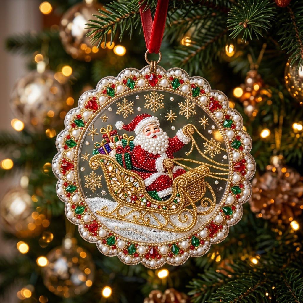 Santa Claus Christmas Mica Ornament