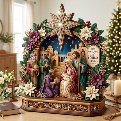 Nativity Scene Wooden Block 3-Layers GFTONMU2318