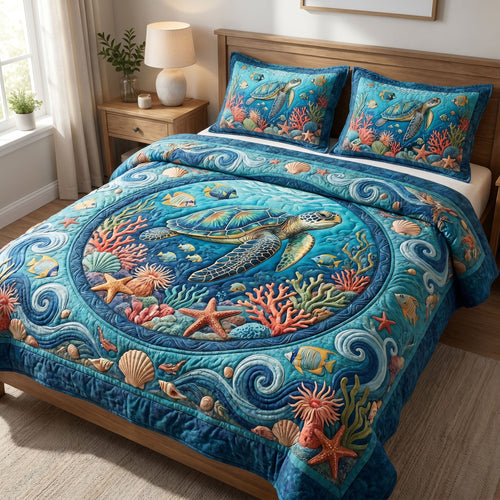 Ocean Wave 3-Quilted Bedding Set GFTONMU231