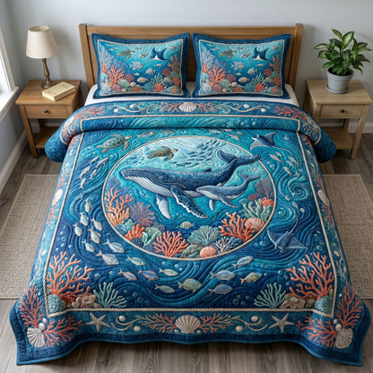 Ocean Wave 3-Quilted Bedding Set GFTONMU232