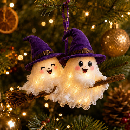 Halloween Couple Ghost Christmas Mica Ornament