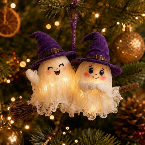 Halloween Couple Ghost Christmas Mica Ornament GFTONMU2347