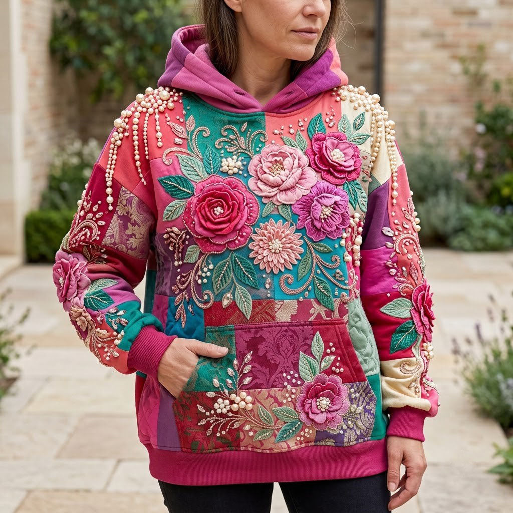 Floral Patchwork Hoodie GFTONMU2353