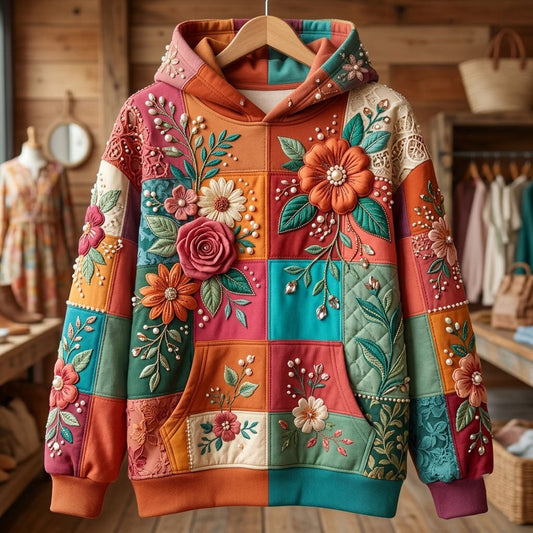 Floral Patchwork Hoodie GFTONMU2355