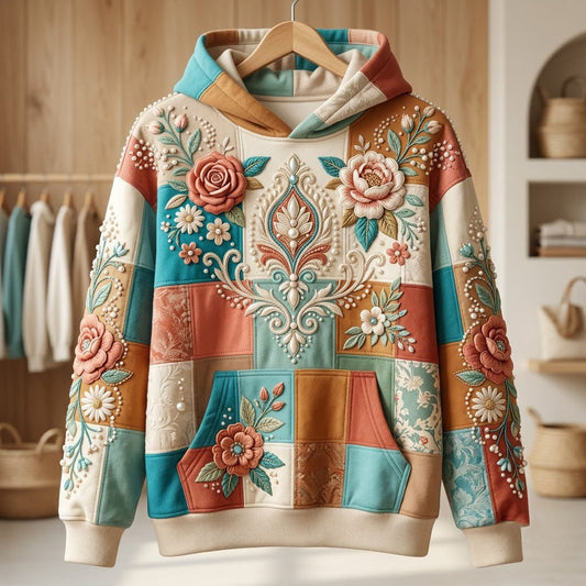 Floral Patchwork Hoodie GFTONMU2357