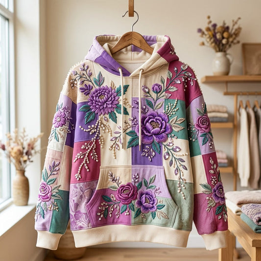 Floral Patchwork Hoodie GFTONMU2359