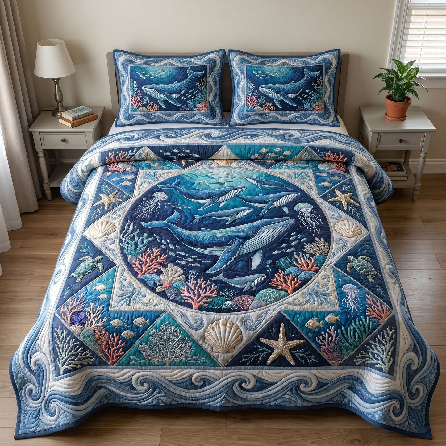 Ocean Wave 3-Piece Quilted Bedding Set GFTONMU235