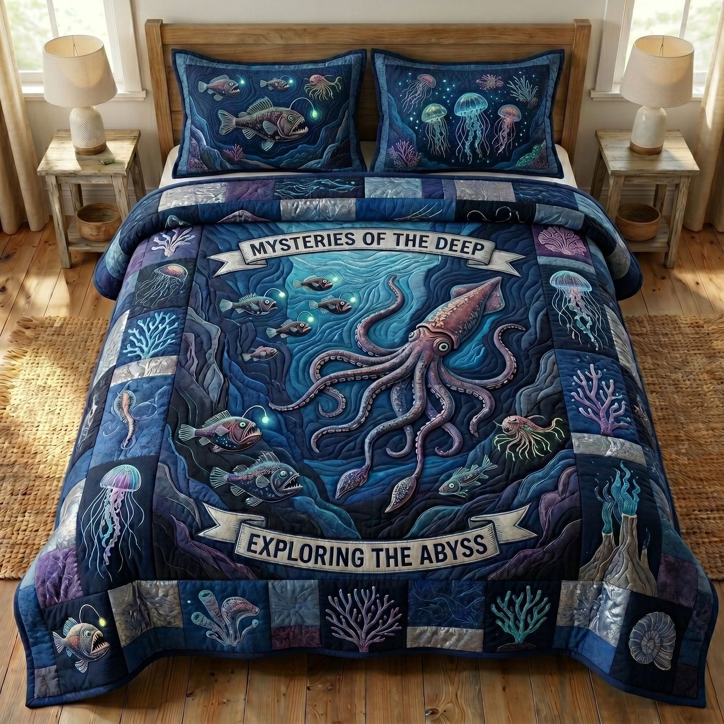 Ocean Wave 3-Quilted Bedding Set GFTONMU238