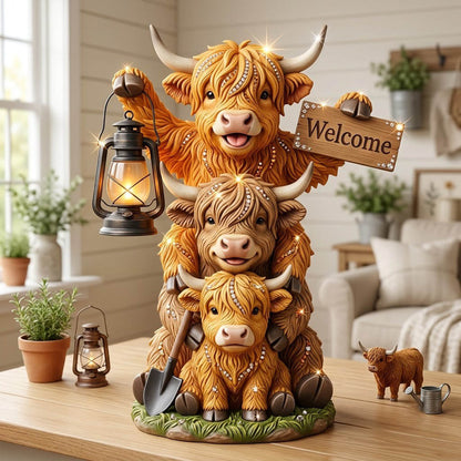 Highland Cow Wooden Block 3-Layers GFTONMU2420