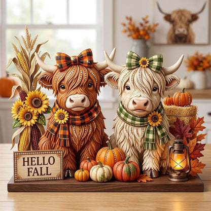 Highland Cow Wooden Block 3-Layers GFTONMU2422