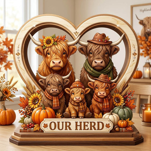 Highland Cow Wooden Block 3-Layers GFTONMU2423