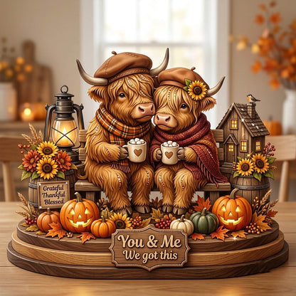 Highland Cow Wooden Block 3-Layers GFTONMU2425