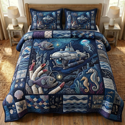 Ocean Wave 3-Quilted Bedding Set GFTONMU244
