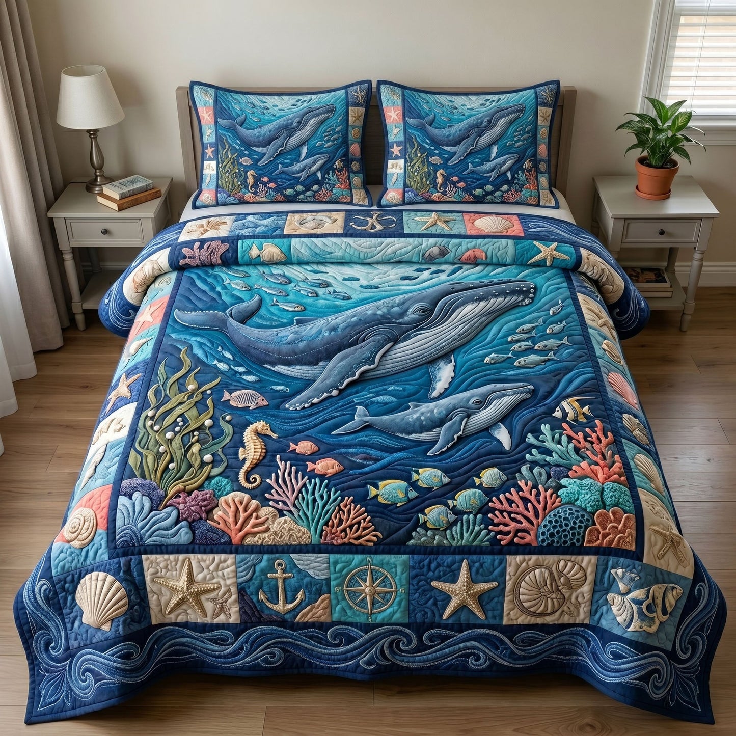 Ocean Wave 3-Piece Quilted Bedding Set GFTONMU245