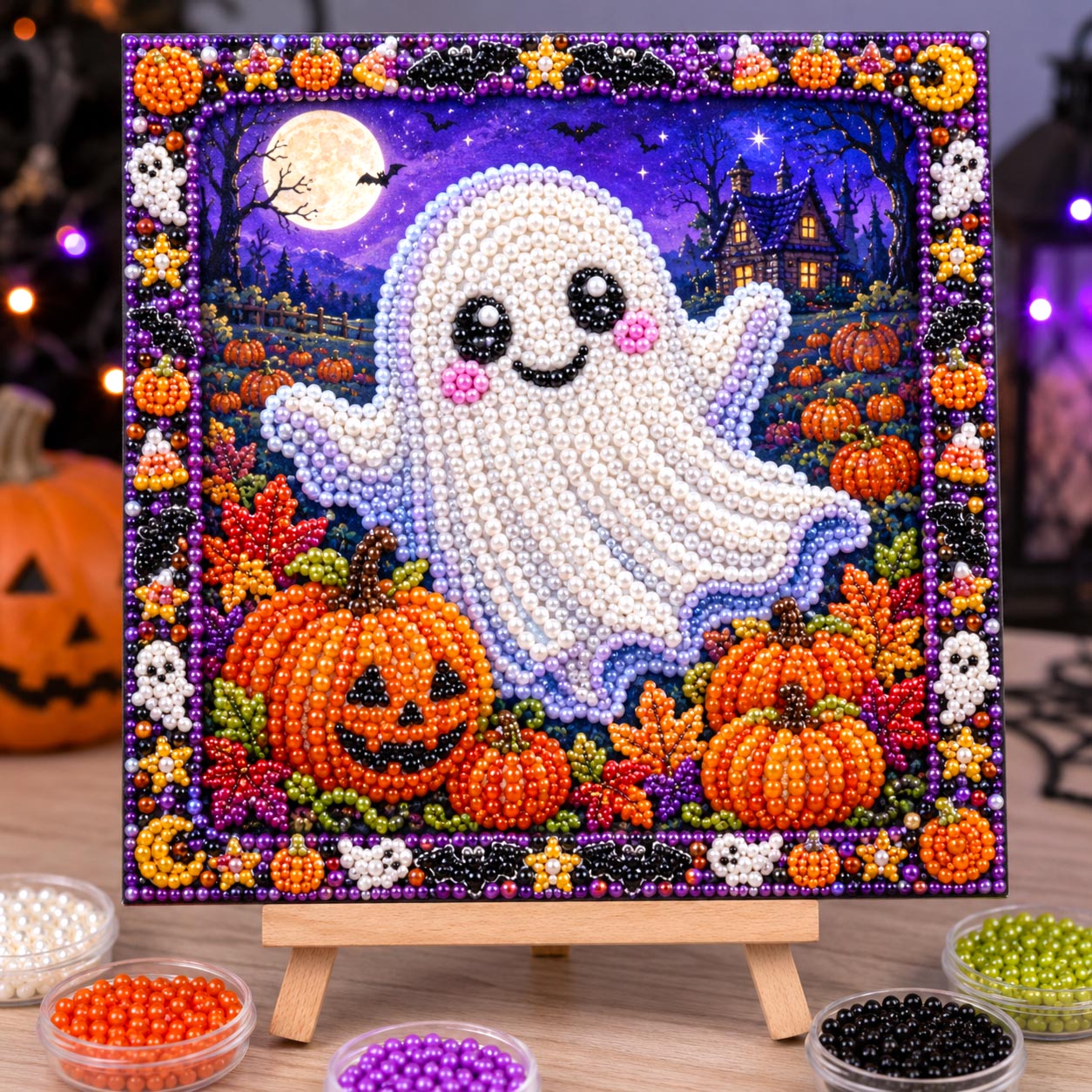 🔥 EARLY HALLOWEEN SALE 49% OFF - Halloween Ghost Cardinal DIY Diamond Pearl Art Kit GFTONMU2625