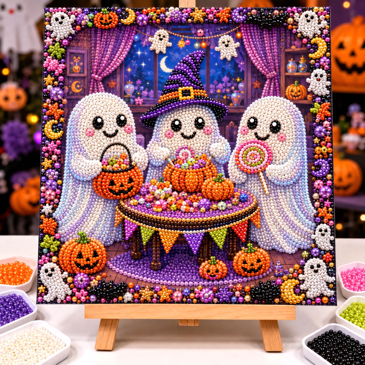 🔥 EARLY HALLOWEEN SALE 49% OFF - Halloween Ghost Cardinal DIY Diamond Pearl Art Kit GFTONMU2625