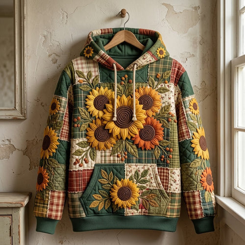 Sunflower Patchwork Hoodie GFTONMU2657