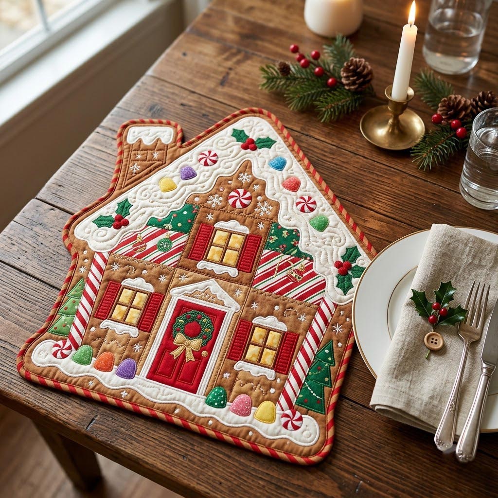 Merry Christmas Custom Shape Quilted Place Mat GFTONMU2710