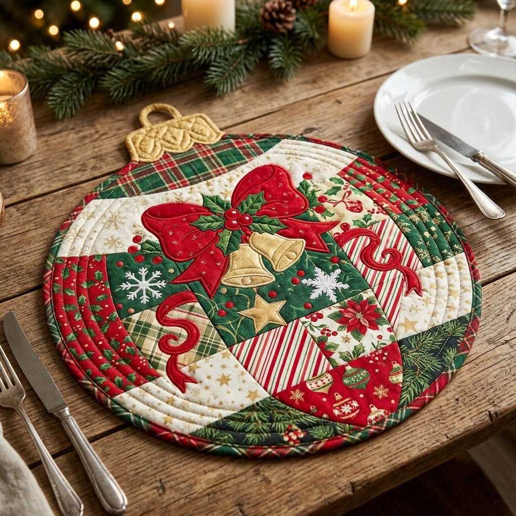 Merry Christmas Custom Shape Quilted Place Mat GFTONMU2711