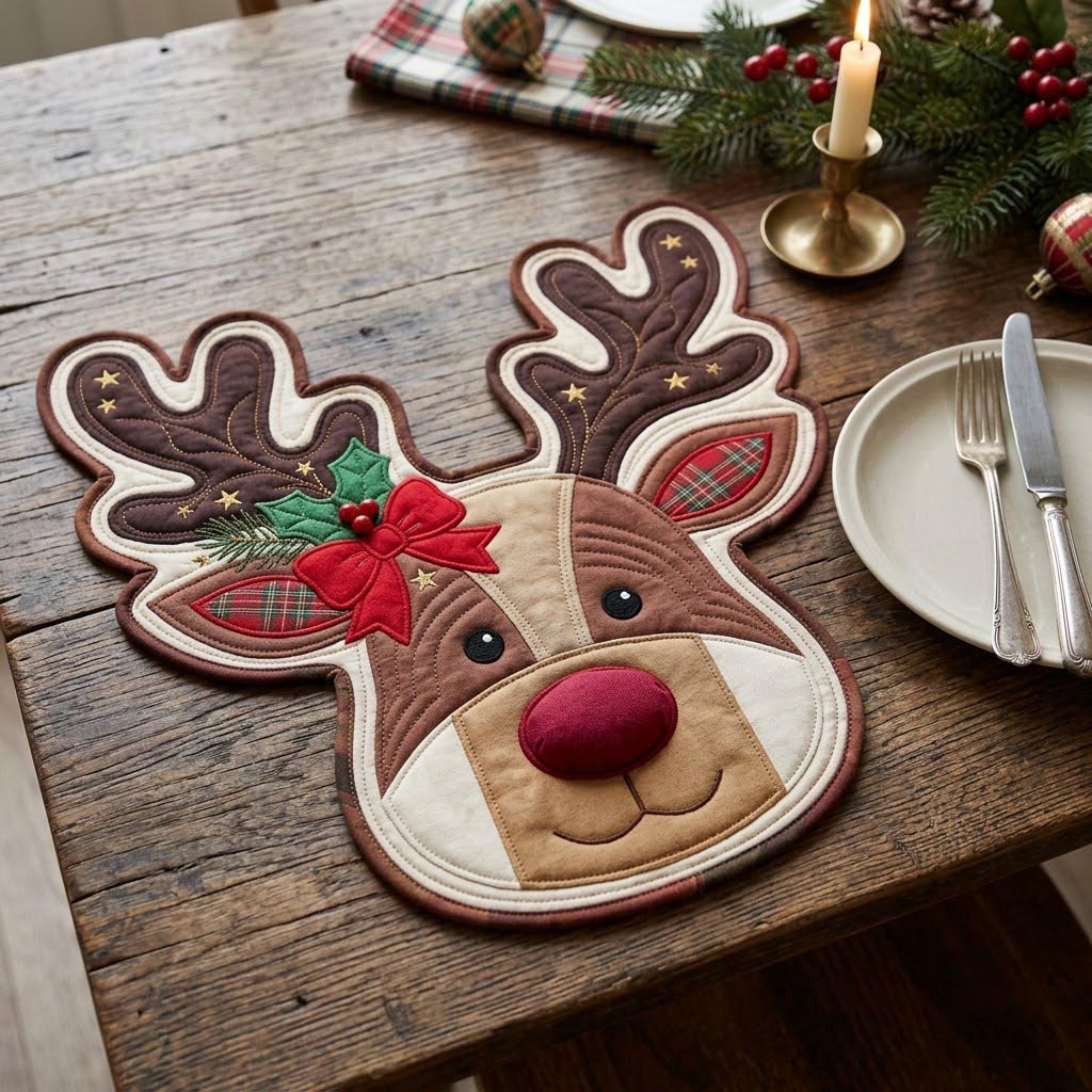 Merry Christmas Custom Shape Quilted Place Mat GFTONMU2714