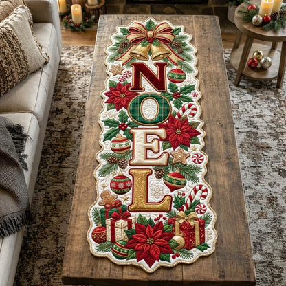 Merry Christmas Custom Shape Quilted Table Runner GFTONMU2715