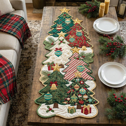 Merry Christmas Custom Shape Quilted Table Runner GFTONMU2717