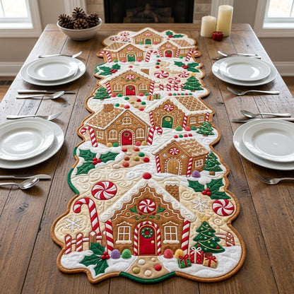 Merry Christmas Custom Shape Quilted Table Runner GFTONMU2718