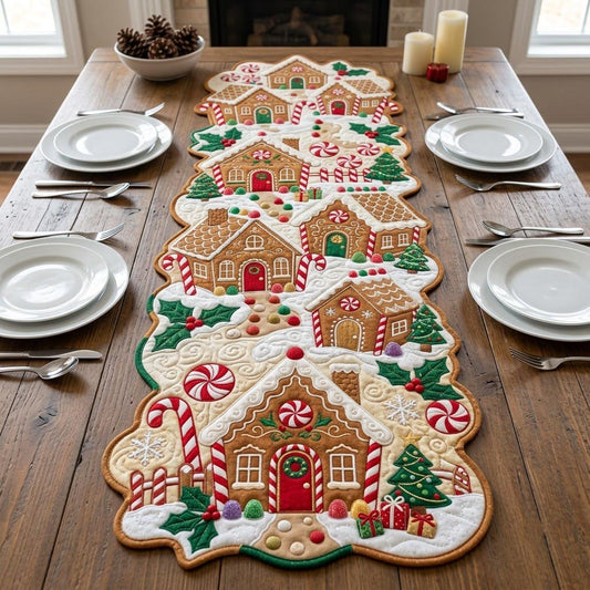 Merry Christmas Custom Shape Quilted Table Runner GFTONMU2718