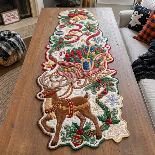 Merry Christmas Custom Shape Quilted Table Runner GFTONMU2719