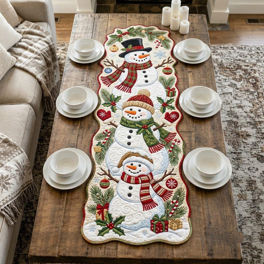 Merry Christmas Custom Shape Quilted Table Runner GFTONMU2720