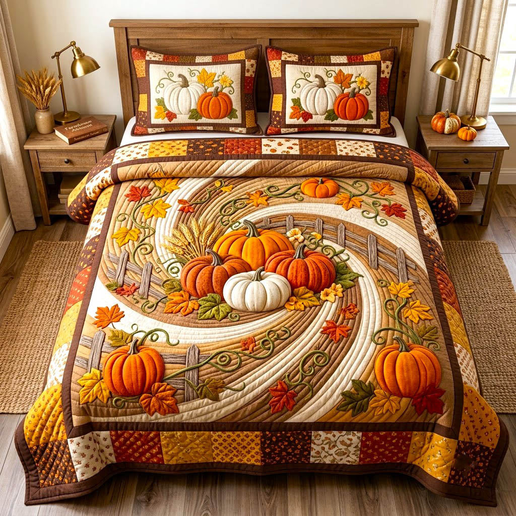 Pumpkin Patch 3-Piece Quilted Bedding Set GFTONMU2775