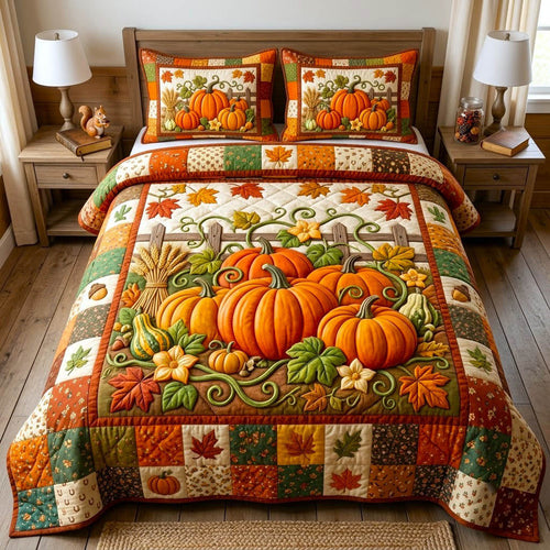 Pumpkin Patch 3-Piece Quilted Bedding Set GFTONMU2776