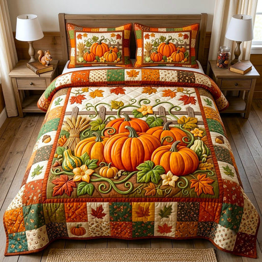 Pumpkin Patch 3-Piece Quilted Bedding Set GFTONMU2776