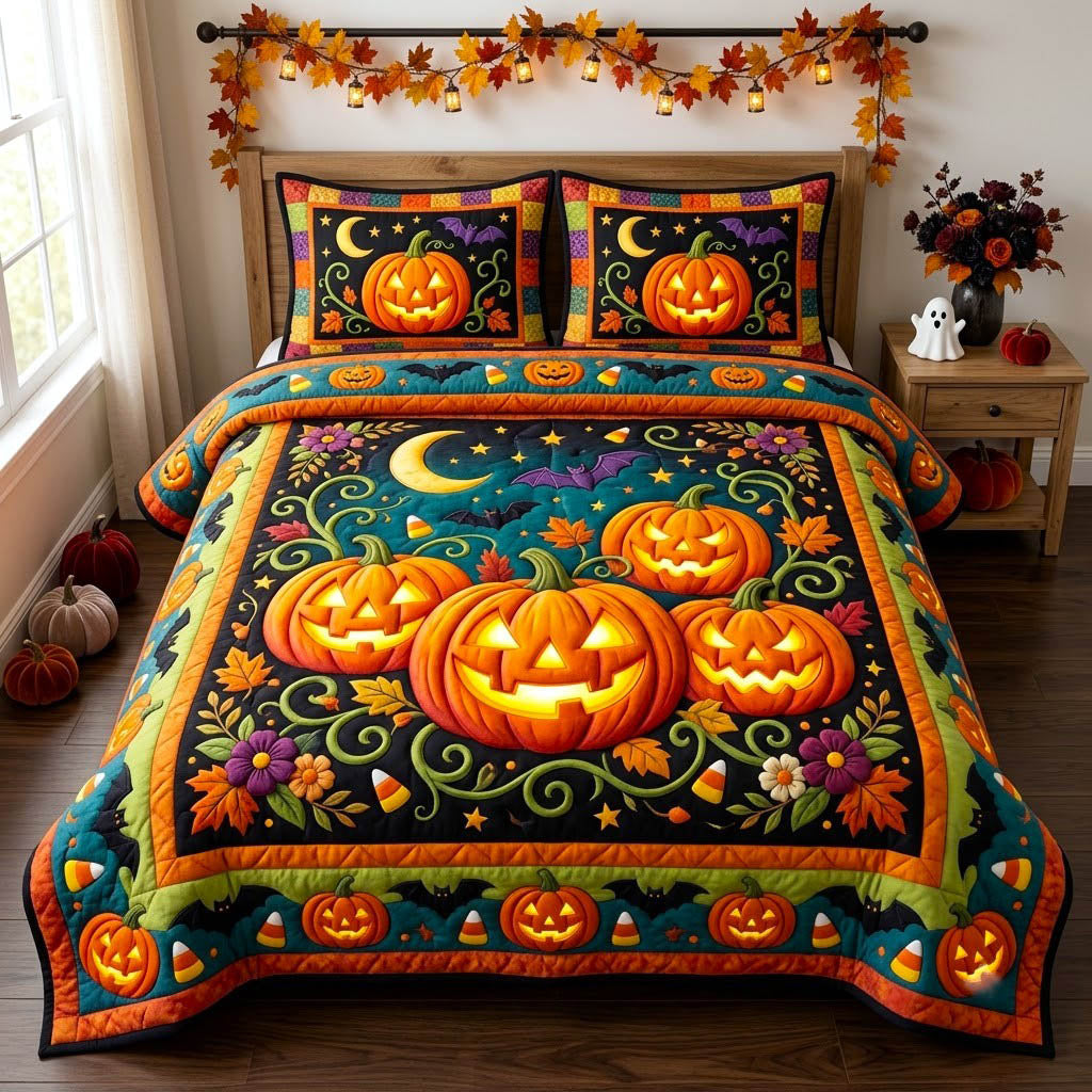 Pumpkin Patch 3-Piece Quilted Bedding Set GFTONMU2778