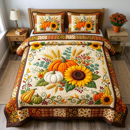 Pumpkin Patch 3-Piece Quilted Bedding Set GFTONMU2781