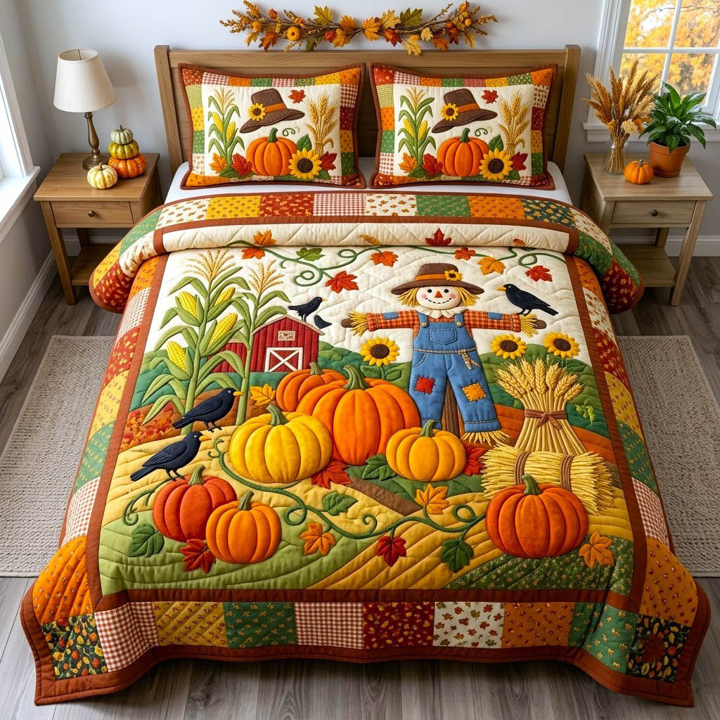 Pumpkin Patch 3-Piece Quilted Bedding Set GFTONMU2782