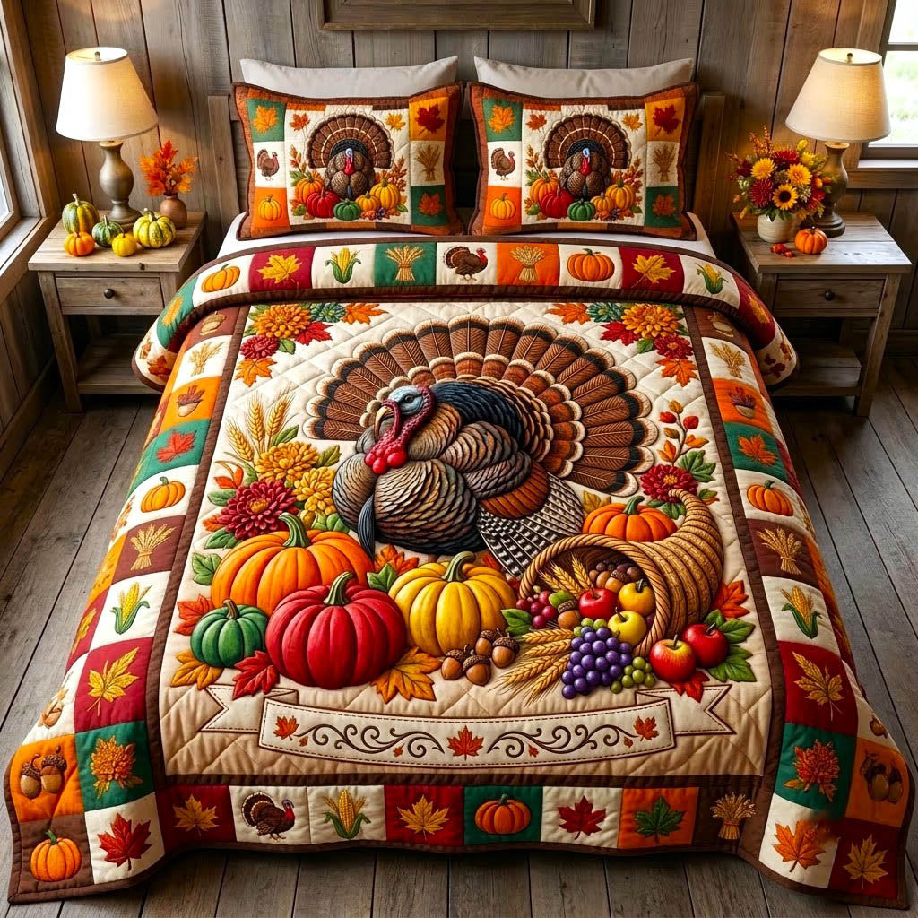 Pumpkin Patch 3-Piece Quilted Bedding Set GFTONMU2784