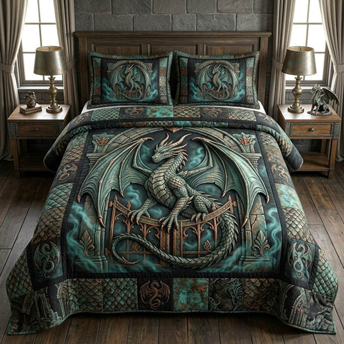 Mythical Dragon 3-Piece Quilted Bedding Set GFTONMU2830