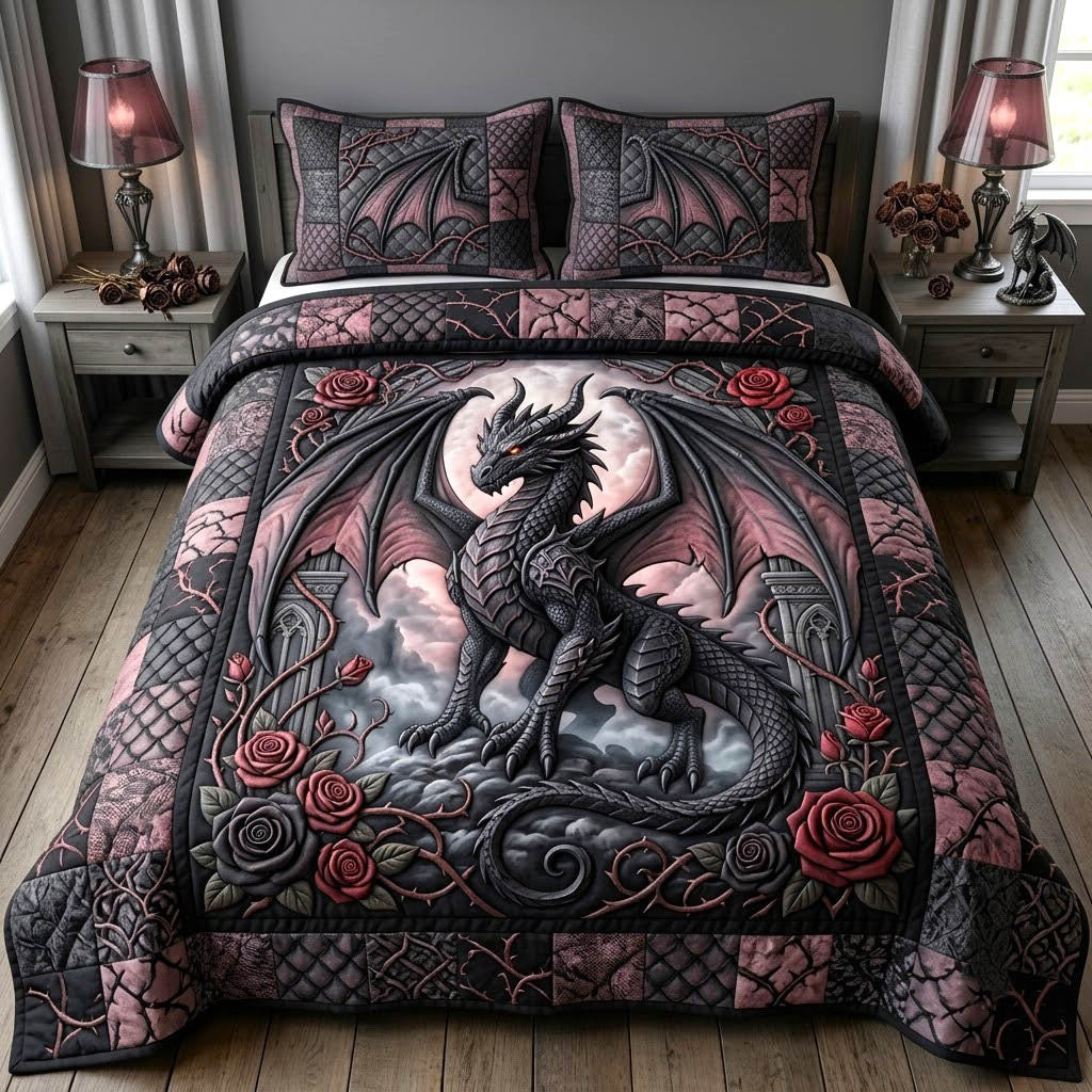 Mythical Dragon 3-Piece Quilted Bedding Set GFTONMU2831