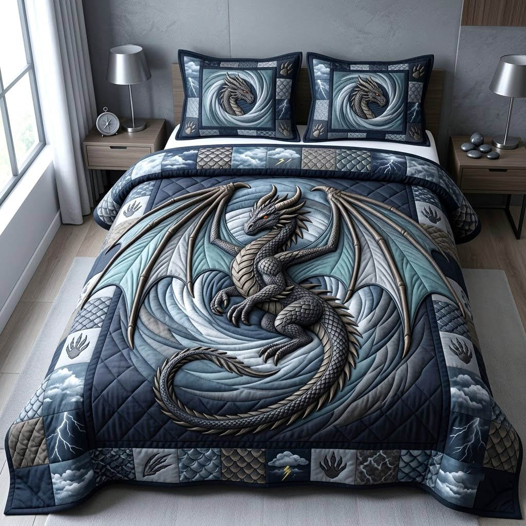 Mythical Dragon 3-Piece Quilted Bedding Set GFTONMU2837