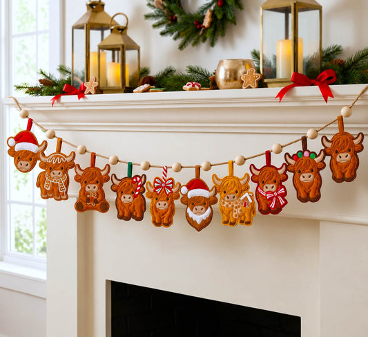 Highland Cow Custom Shape Quilted Garland GFTONMU2840