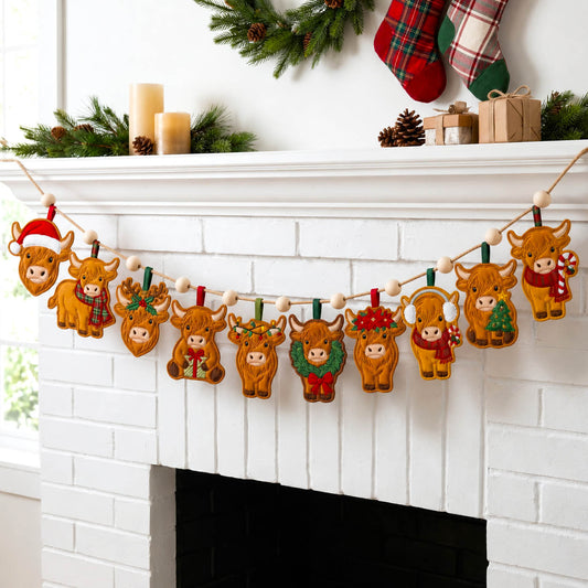 Highland Cow Custom Shape Quilted Garland GFTONMU2841